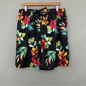 Kanu Surf Black Floral Tropical Board Shorts